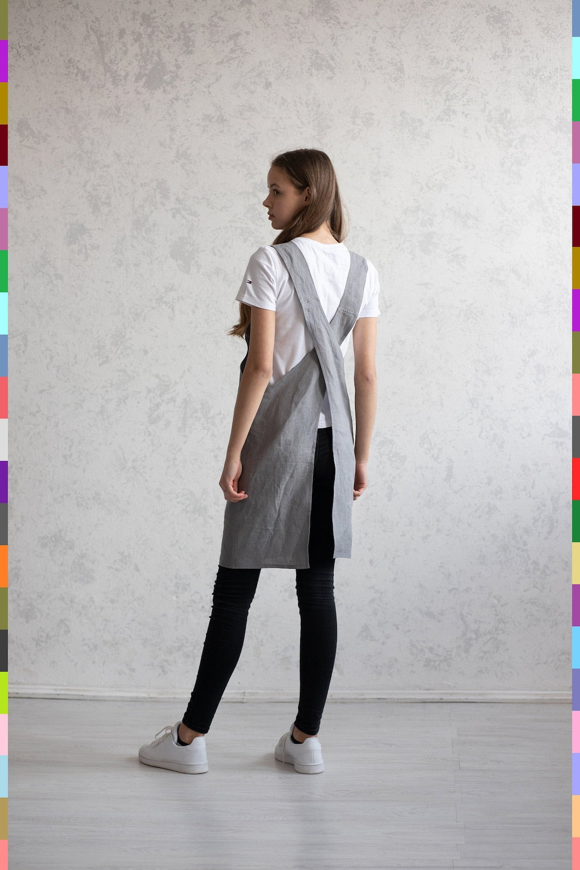 Dresses Linen Apron Apron Linen Aprons Cross Apron Pinafore Linen Pinafore Apron Linen Women's Aprons Pinafore Linen Apron Japanese Apron Cross Back Apron No Ties Aprons Apron For Women