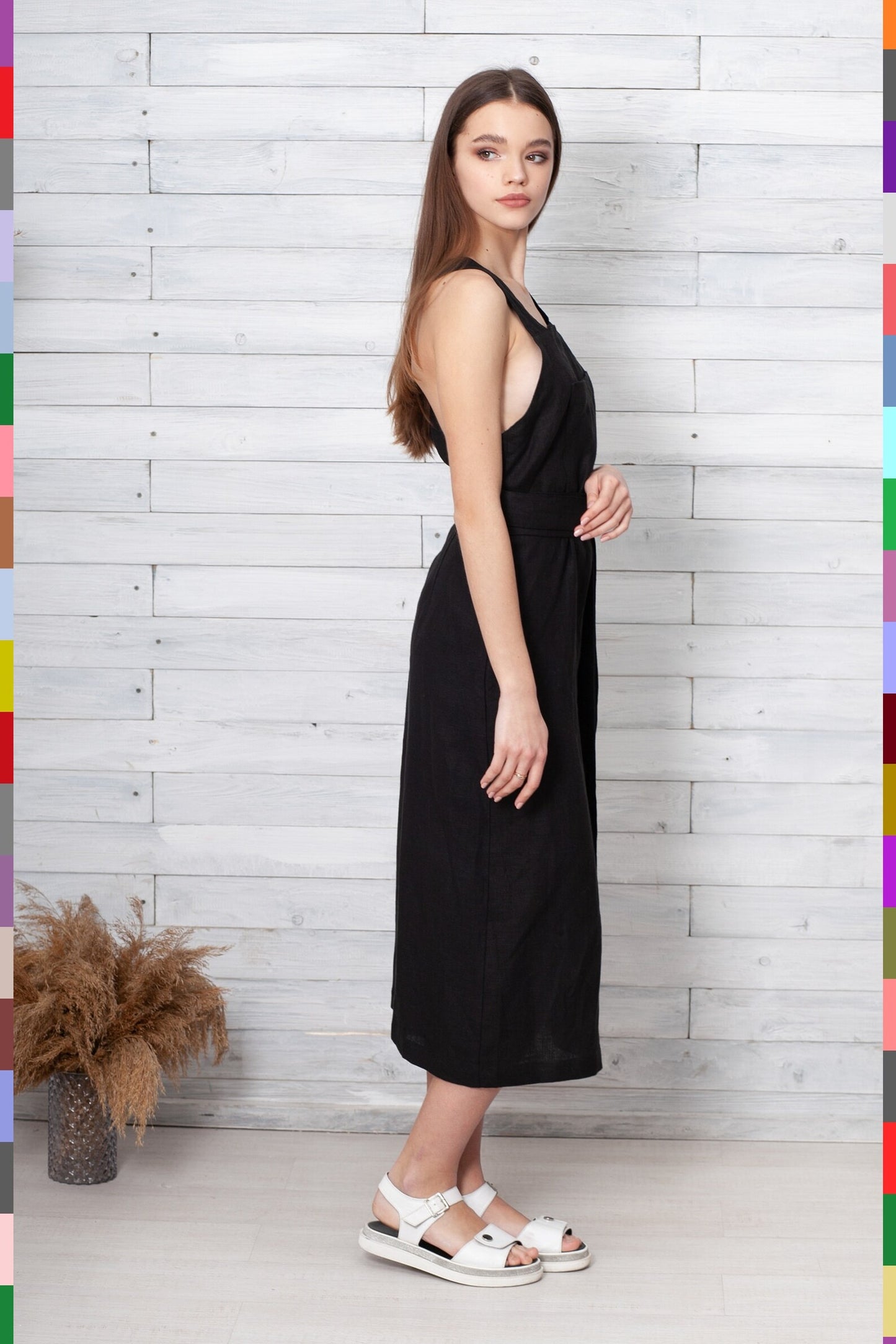 Linen Dress Summer Dress Linen Dresses Backless Dress Everyday Dresses Pinafore Dress Linen Dress Women Linen Summer Dress Black Summer Dress Black Dress Dark Dress Open Back Dress Backless Dresses