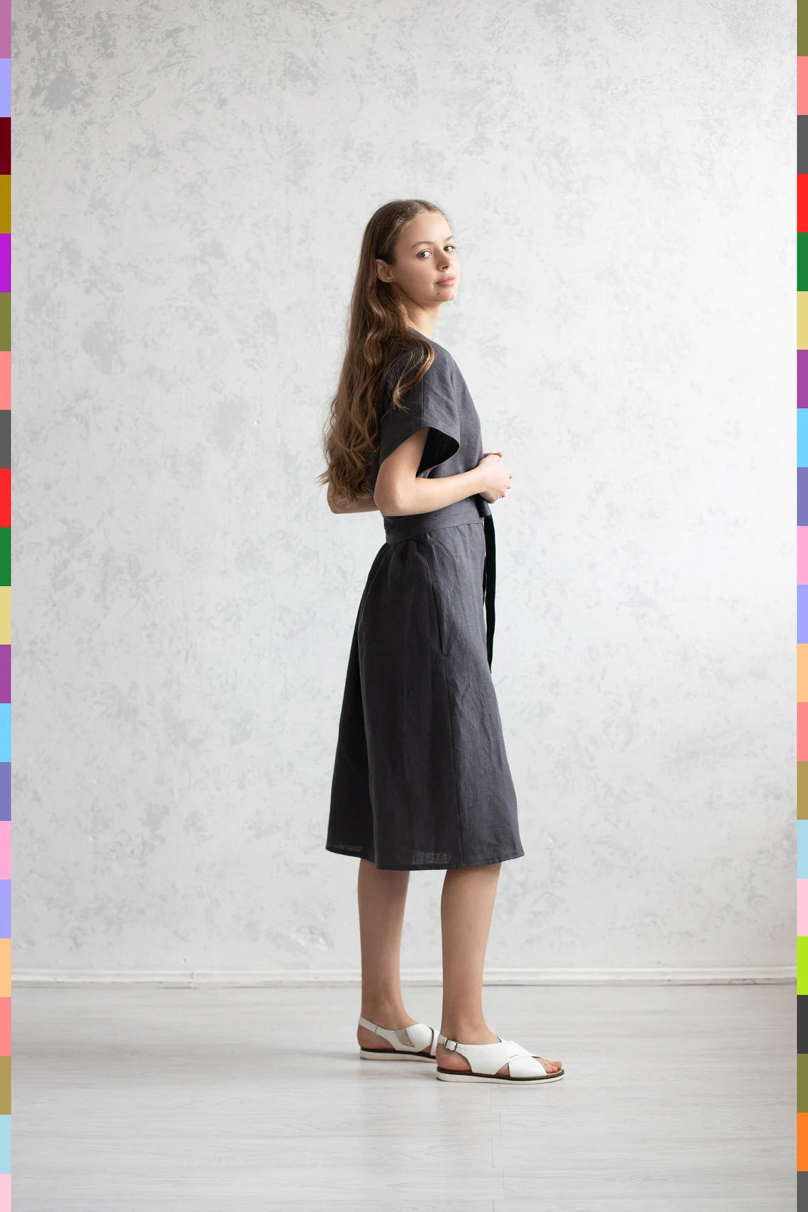 Washed Linen Dress Linen Linen Dresses Linen Fitted Dress Wrap Linen Dress Flax Midi Dress Maternity Dress Summer Dress Gray Women Dress Beautiful Dress Wrap Linen Dresses Wrapped Dresses Best Selling Dress