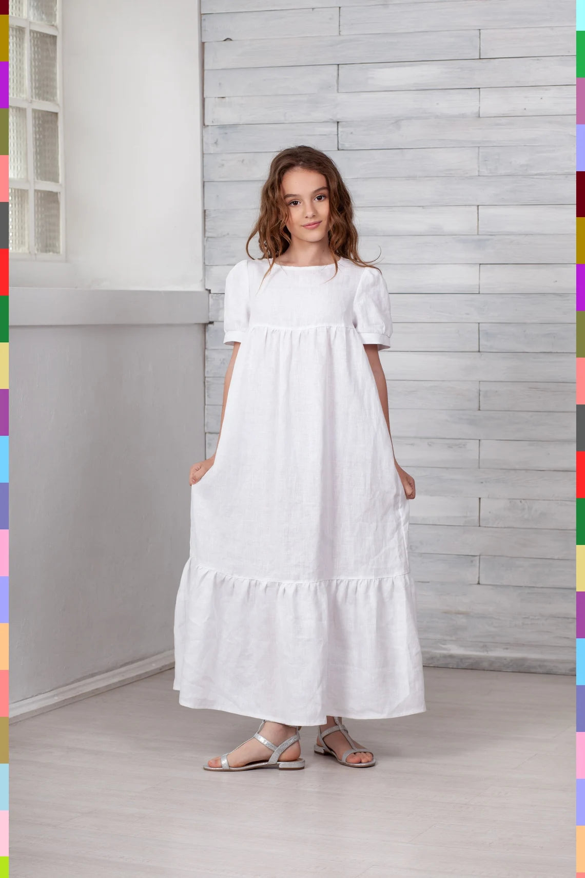 Italian linen kids dress linocolore Italian linen kids dress linocolore
