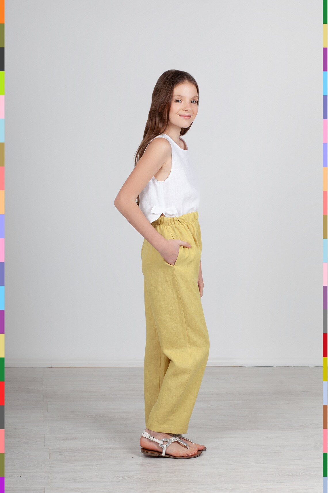 Summer Kids Pants
Kids Linen Pants
Kids Flax Pants
Girl Pants
Girl Linen Pants
Kids Linen Trousers
Summer Teen Pants
Kids Flax Fashion
Children Clothing
Lemon Girls Pants
Yellow Kids Pants
Simple Kids Trousers
Kids Straight Pants