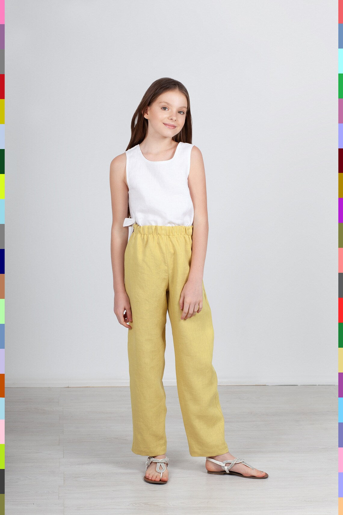 Summer Kids Pants
Kids Linen Pants
Kids Flax Pants
Girl Pants
Girl Linen Pants
Kids Linen Trousers
Summer Teen Pants
Kids Flax Fashion
Children Clothing
Lemon Girls Pants
Yellow Kids Pants
Simple Kids Trousers
Kids Straight Pants