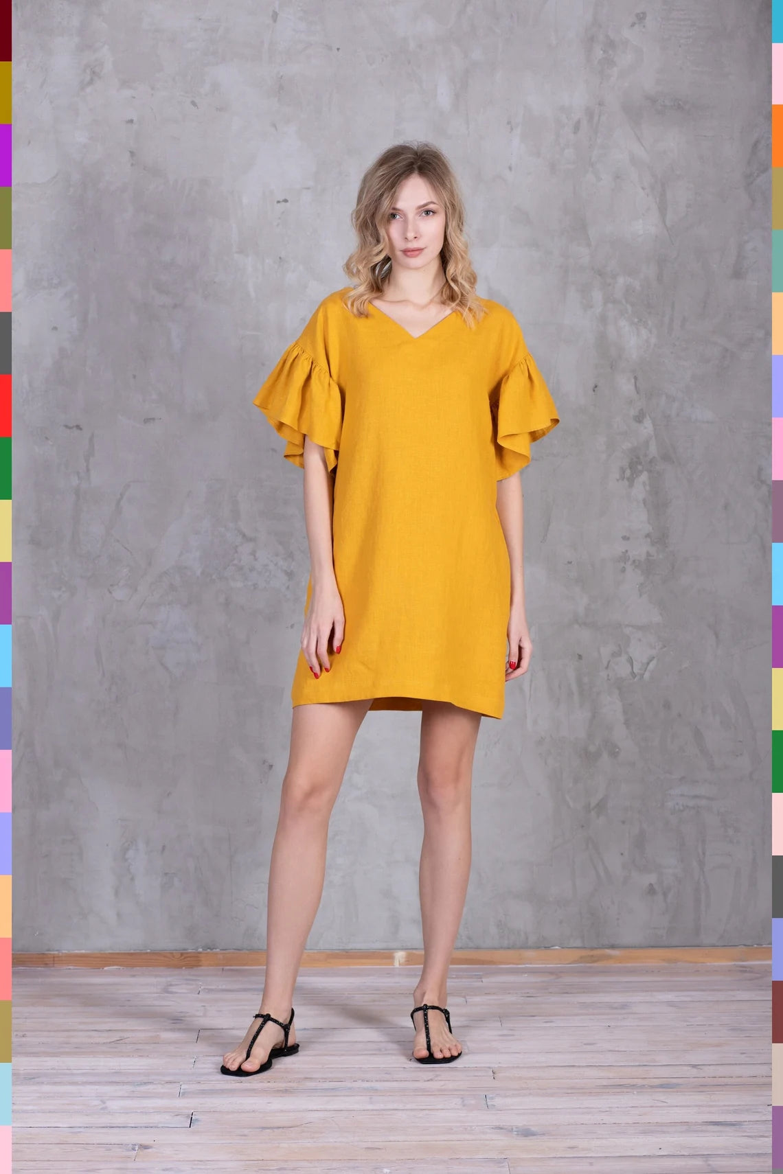 Italian linen women's dress linocolore Italian linen women's dress linocolore