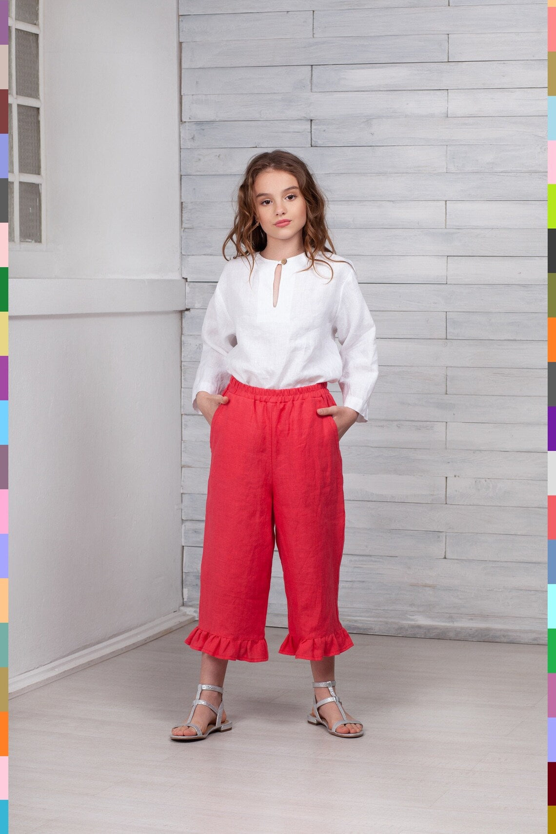 Kids Linen Pants
Kids Linen Capris
Kids Flax Pants
Girl Pants
Girl Linen Pants
Kids Linen Trousers
Girl Linen Capris
Short Kids Pants
Children Outfit
Pink Kids Capri
Girls Flax Capris
Kids Ruffled Pants
Teen Summer Capris