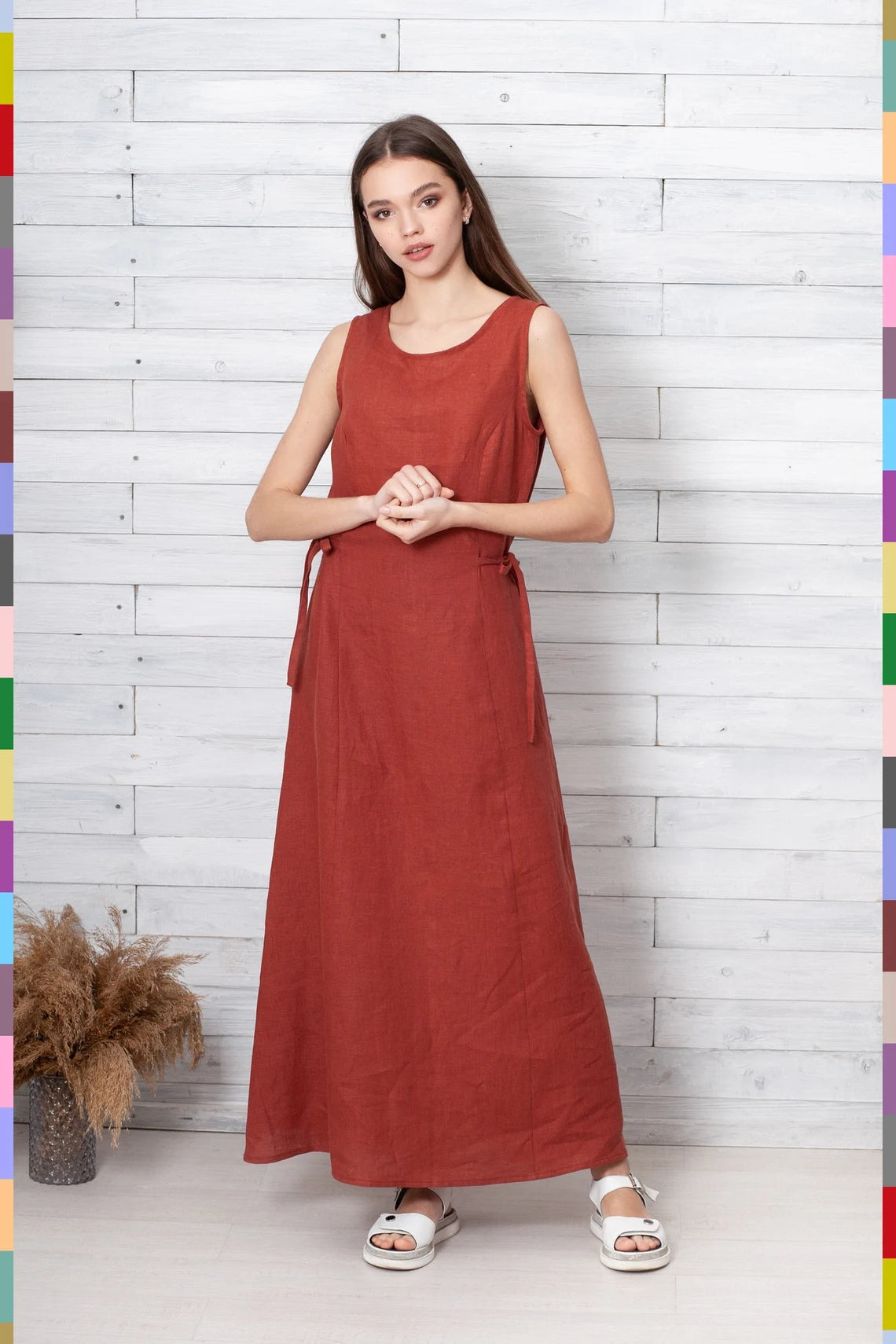 Italian linen women's dress linocolore Italian linen women's dress linocolore