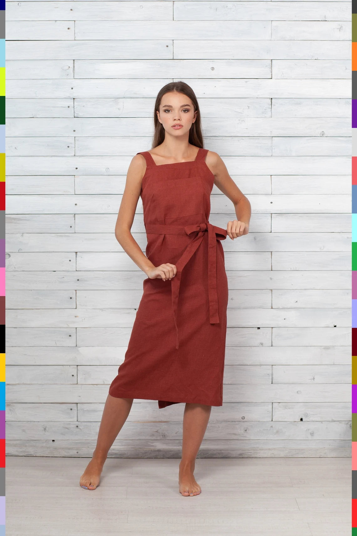 Italian linen women's dress linocolore Italian linen women's dress linocolore