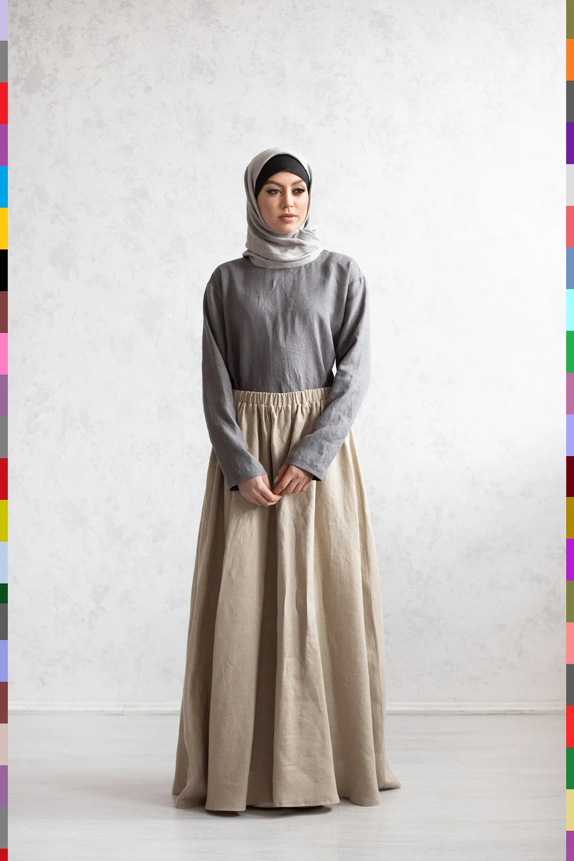 Islamic Clothing Muslim Clothing Cultural Clothes Woman Hijabs Linen Muslim Skirt Abaya Skirt Arabic Skirts Jilab Skirts Jilab Bottoms Jilbab Skirt Islamic Skirts Flax Muslim Skirt Abaya Bottom