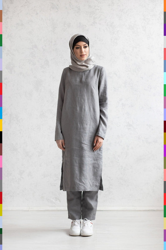 Islamic Clothing Muslim Clothing Islamic Clothes Muslim Clothes Religion Clothing Moslem Clothing Linen Muslim Clothes Cultural Clothes Beautiful Abaya Linen Abayas Saudi Clothes Gray Abaya Linen Abaya