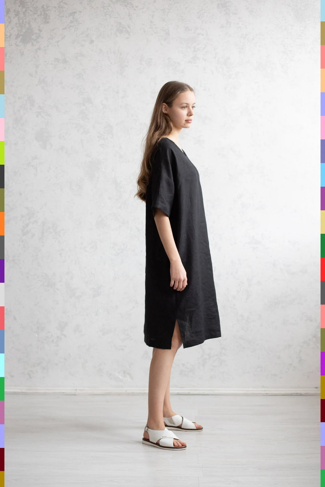black linen dresses Women's Dresses: Maxi, Mini & Floral Styles delicate buttons and two handy pockets Linen Mini Dress - Black