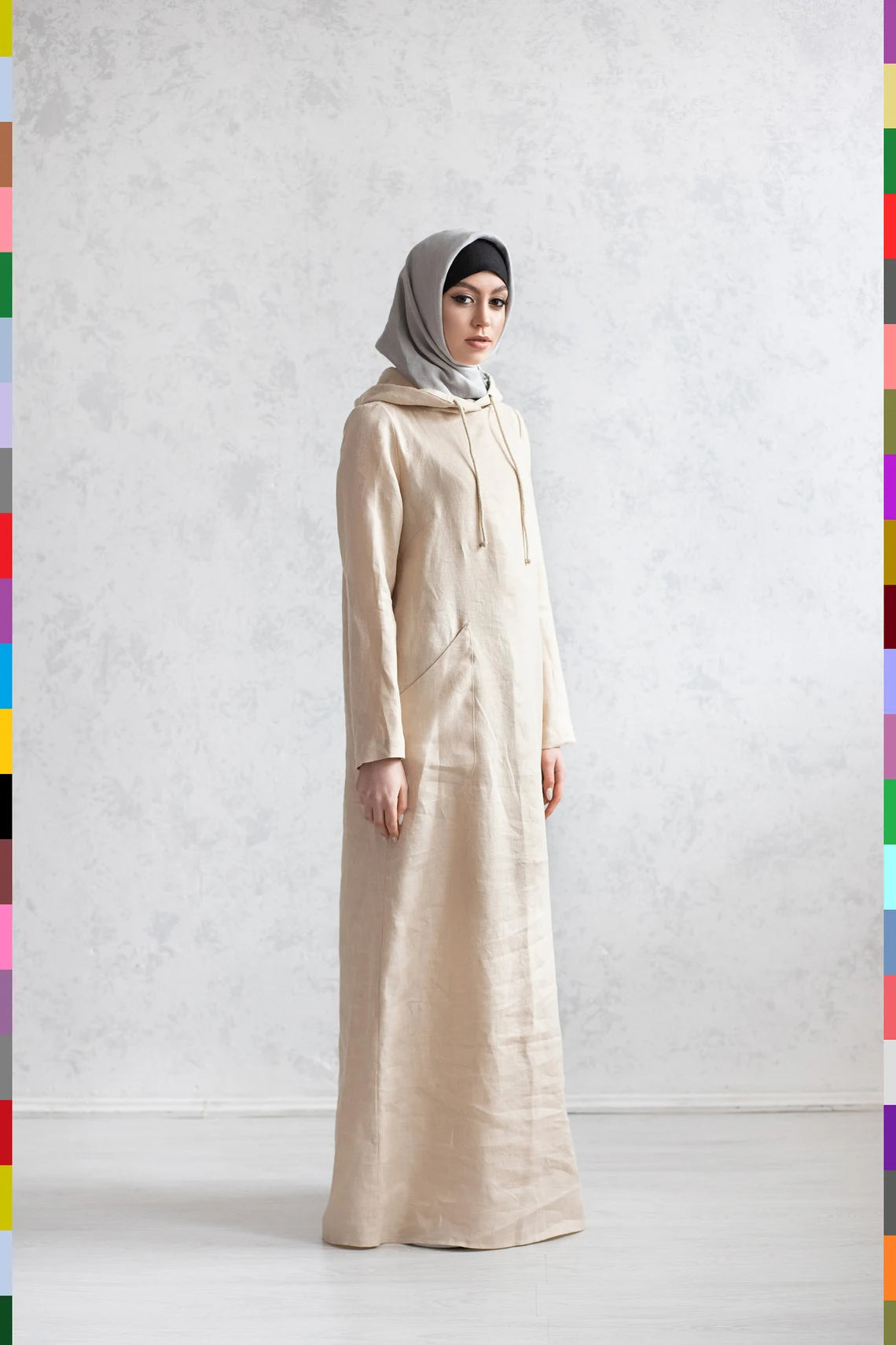 Muslim Clothing Islamic Clothes Linen Hijab Linen Muslim Clothes Cultural Clothes Woman Hijabs Abaya Clothes Linen Jilbabs Linen Jilabs Sand Abaya Muslim Dress Islamic Coats Linen Jilab