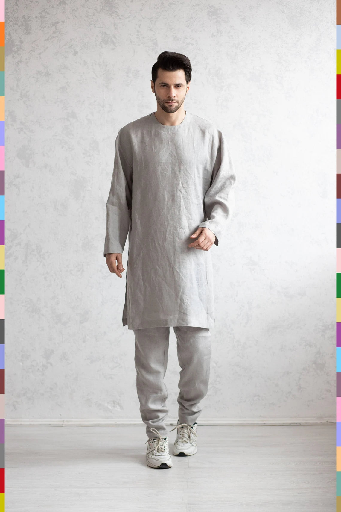 Linen Muslim Clothes Men Thawb Linen Eqal Flax Ghutrah Thawb Murowdin Linen Jukha Flax Eqal Linen Bisht Linen Usabah Linen Beidy Qamees Musanaf Ezar Linen Thobe