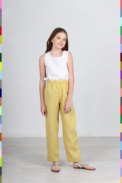 Summer Kids Pants
Kids Linen Pants
Kids Flax Pants
Girl Pants
Girl Linen Pants
Kids Linen Trousers
Summer Teen Pants
Kids Flax Fashion
Children Clothing
Lemon Girls Pants
Yellow Kids Pants
Simple Kids Trousers
Kids Straight Pants
