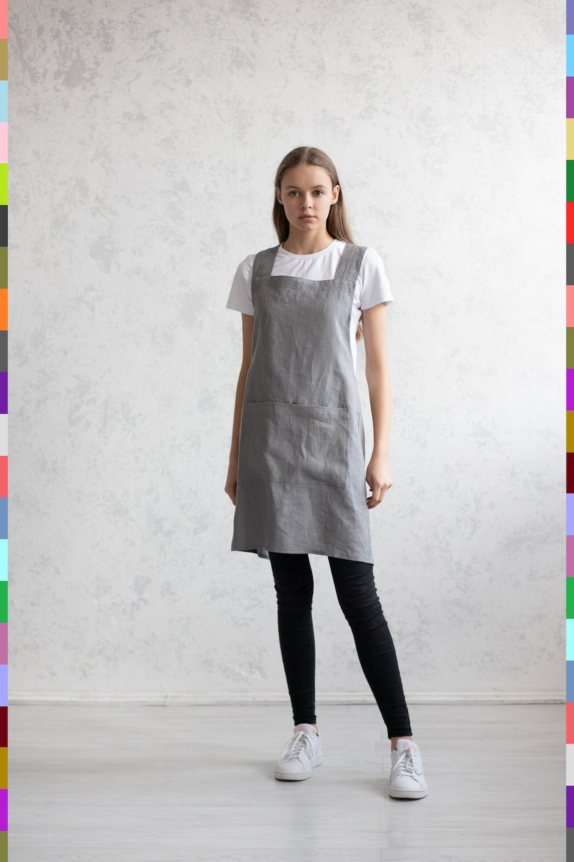 Dresses Linen Apron Apron Linen Aprons Cross Apron Pinafore Linen Pinafore Apron Linen Women's Aprons Pinafore Linen Apron Japanese Apron Cross Back Apron No Ties Aprons Apron For Women 