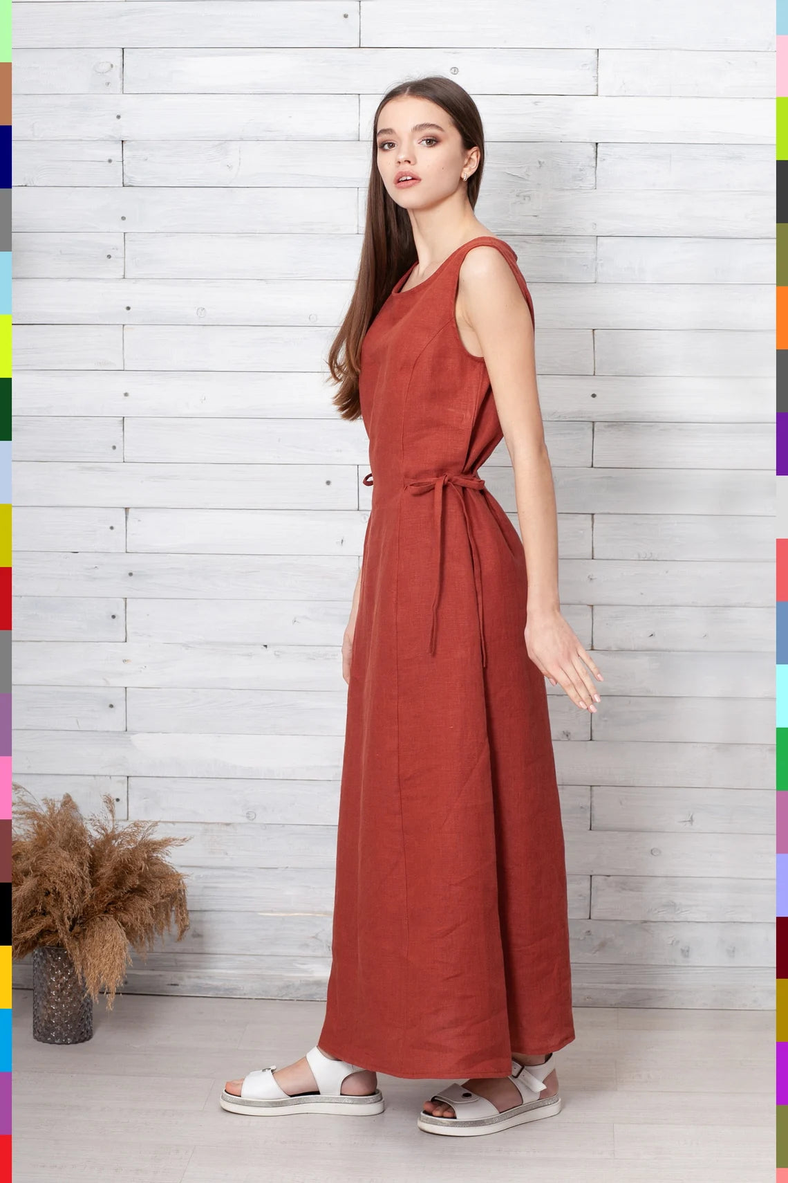 Italian linen women's dress linocolore Italian linen women's dress linocolore