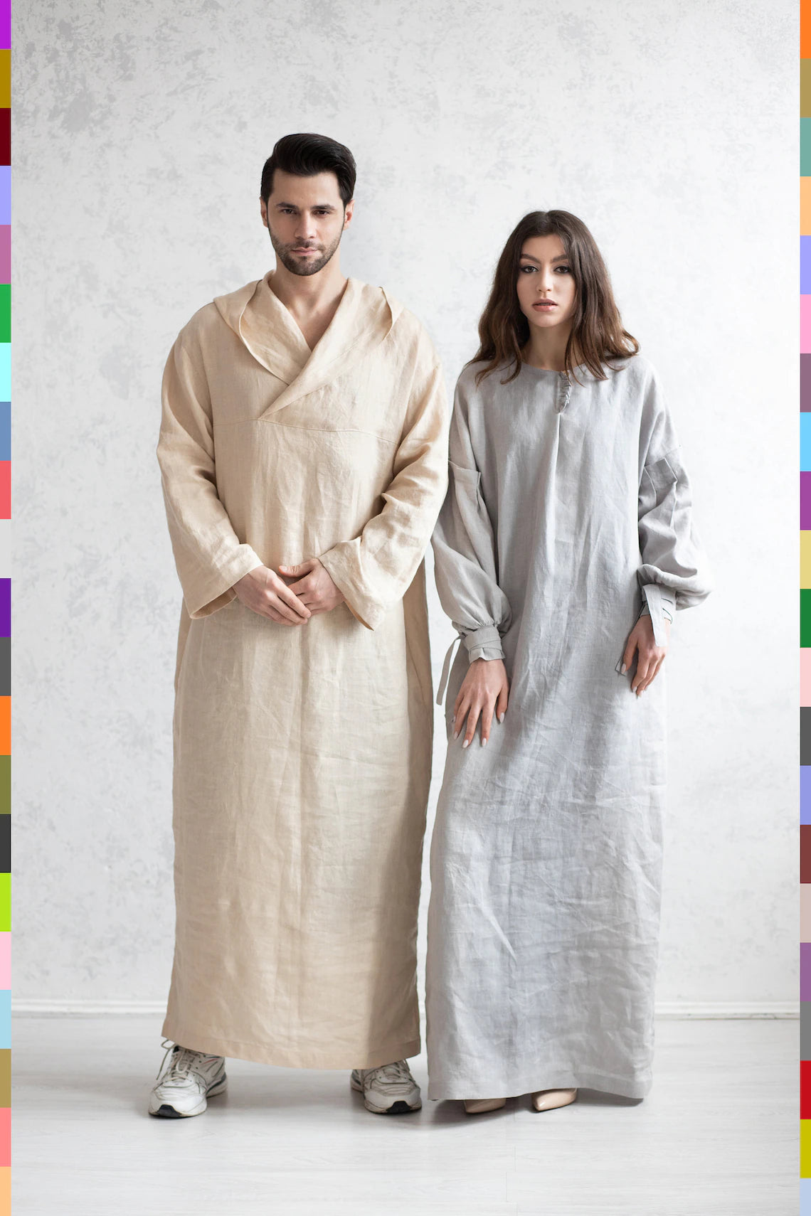 Islamic Clothes Muslim Clothes Linen Thawb Linen Usabah Linen Ghutrah Flax Daqlah Bisht Al-Barga Eqal Zari Linen Zabon Flax Bisht Zari Taqiyah Flax Thobe Linen Kaftan