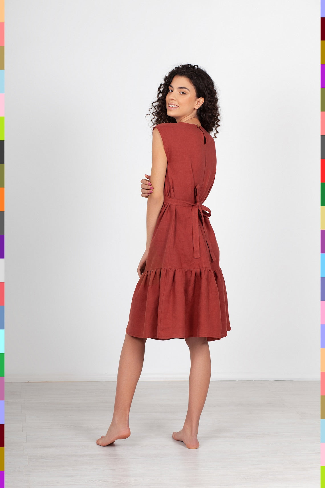 Italian linen women's dress linocolore Italian linen women's dress linocolore