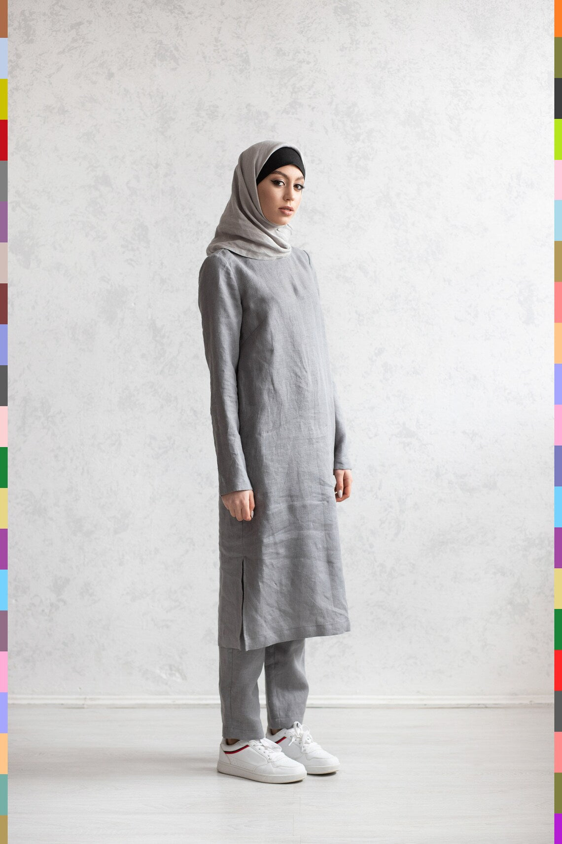 Islamic Clothing Muslim Clothing Islamic Clothes Muslim Clothes Religion Clothing Moslem Clothing Linen Muslim Clothes Cultural Clothes Beautiful Abaya Linen Abayas Saudi Clothes Gray Abaya Linen Abaya