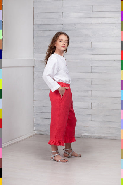 Kids Linen Pants
Kids Linen Capris
Kids Flax Pants
Girl Pants
Girl Linen Pants
Kids Linen Trousers
Girl Linen Capris
Short Kids Pants
Children Outfit
Pink Kids Capri
Girls Flax Capris
Kids Ruffled Pants
Teen Summer Capris
