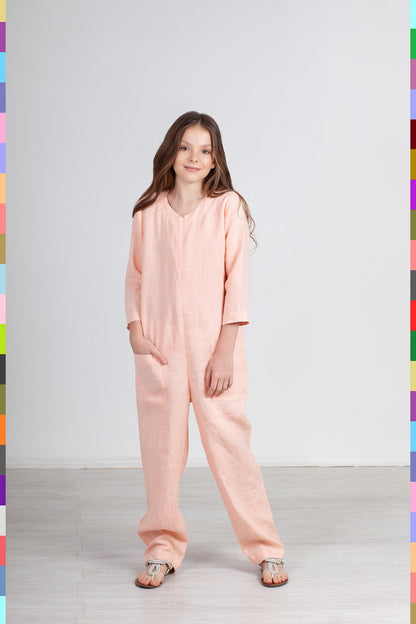 Linen kids jumpsuit