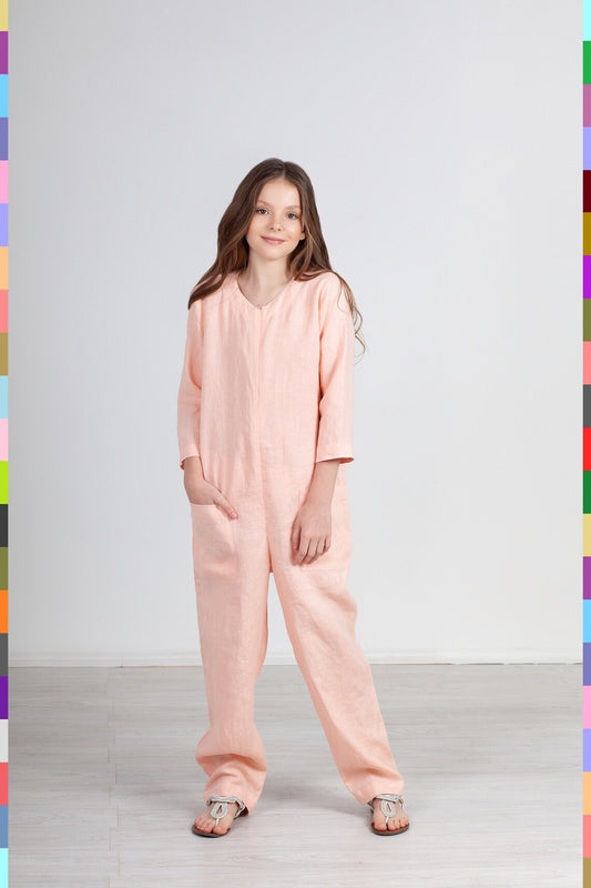 Linen kids jumpsuit