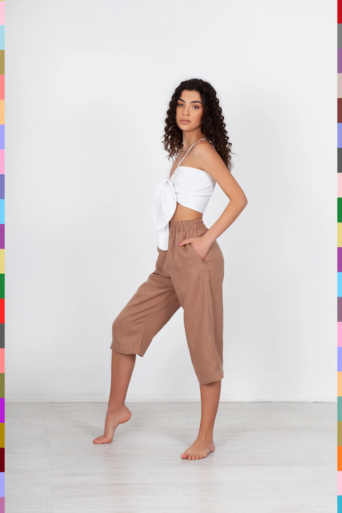 Linen women capri