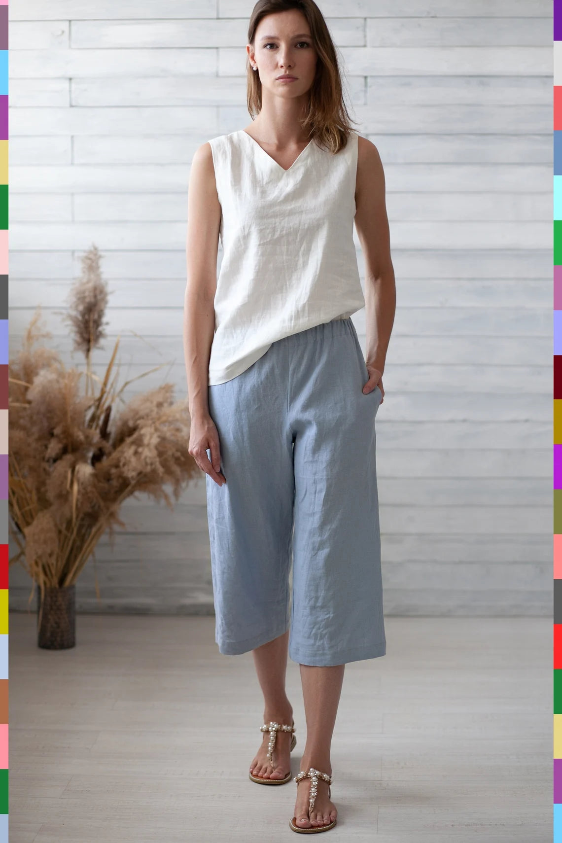 Linen women capri