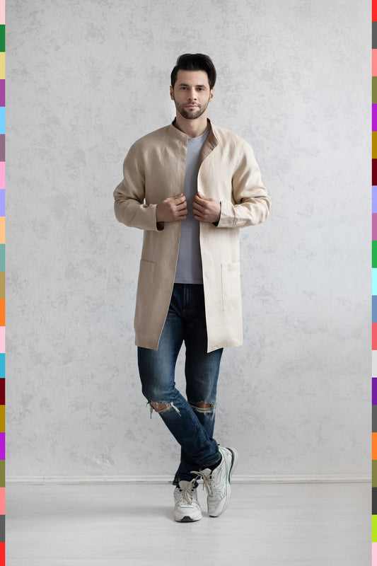 Linen men double-sided coat