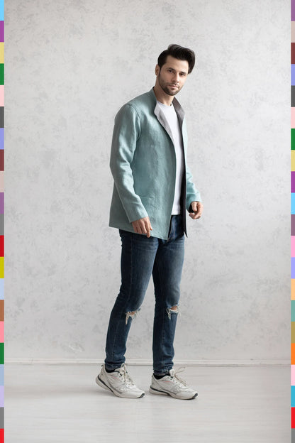 Linen men double-sided coat