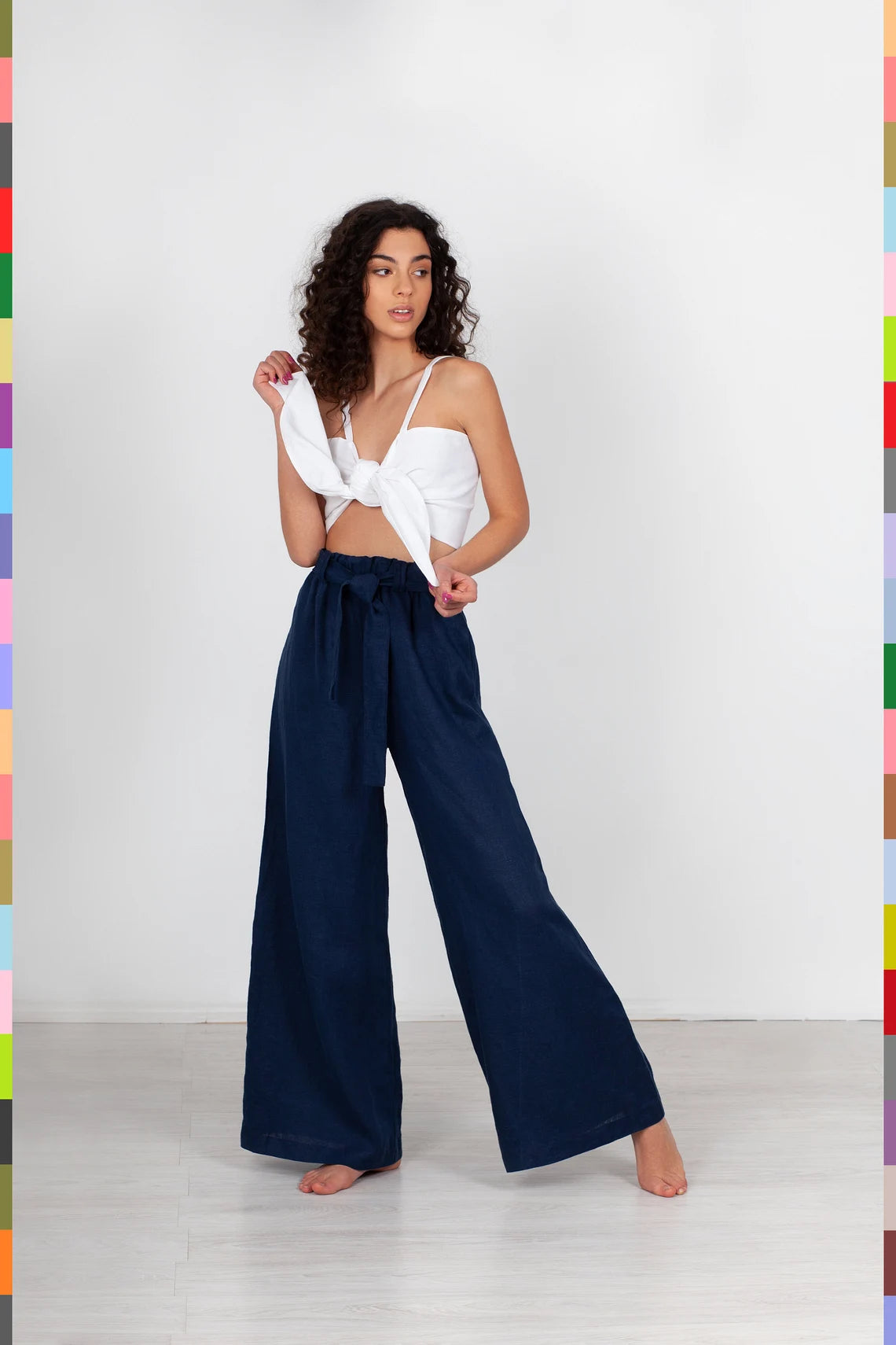 Linen women wide pants