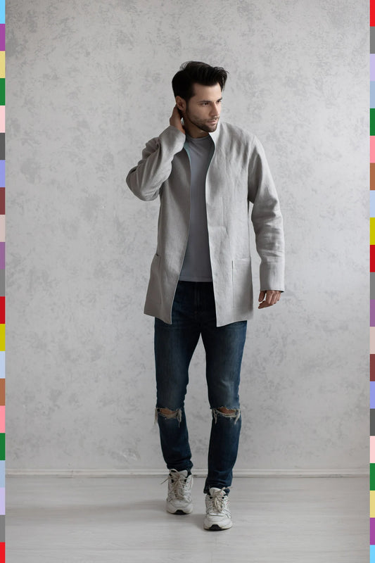 Linen men double-sided coat