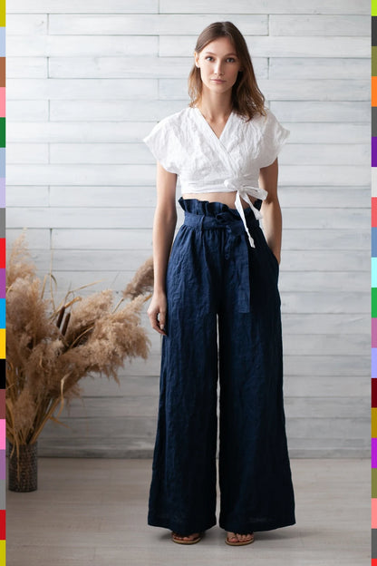 Linen women palazzo pants