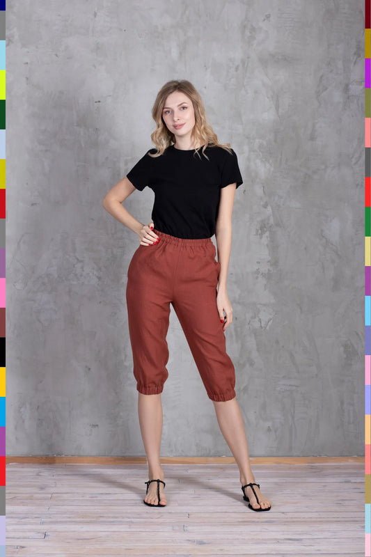 Linen women capri