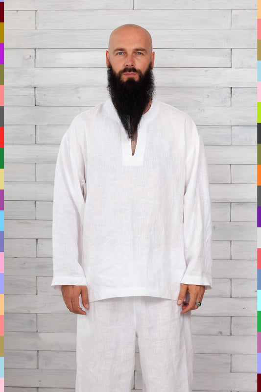 Linen men long sleeve shirt