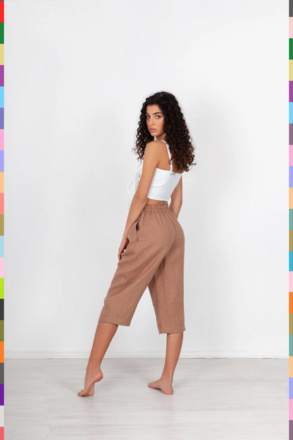 Linen women capri