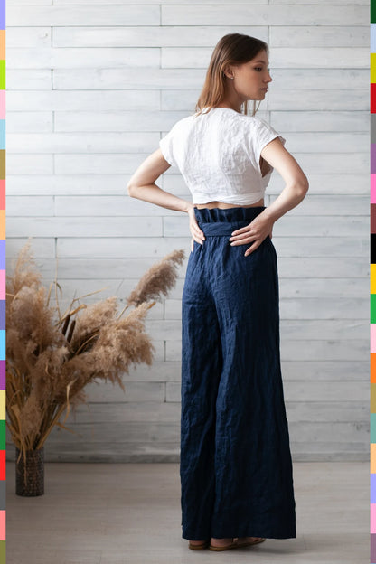 Linen women palazzo pants