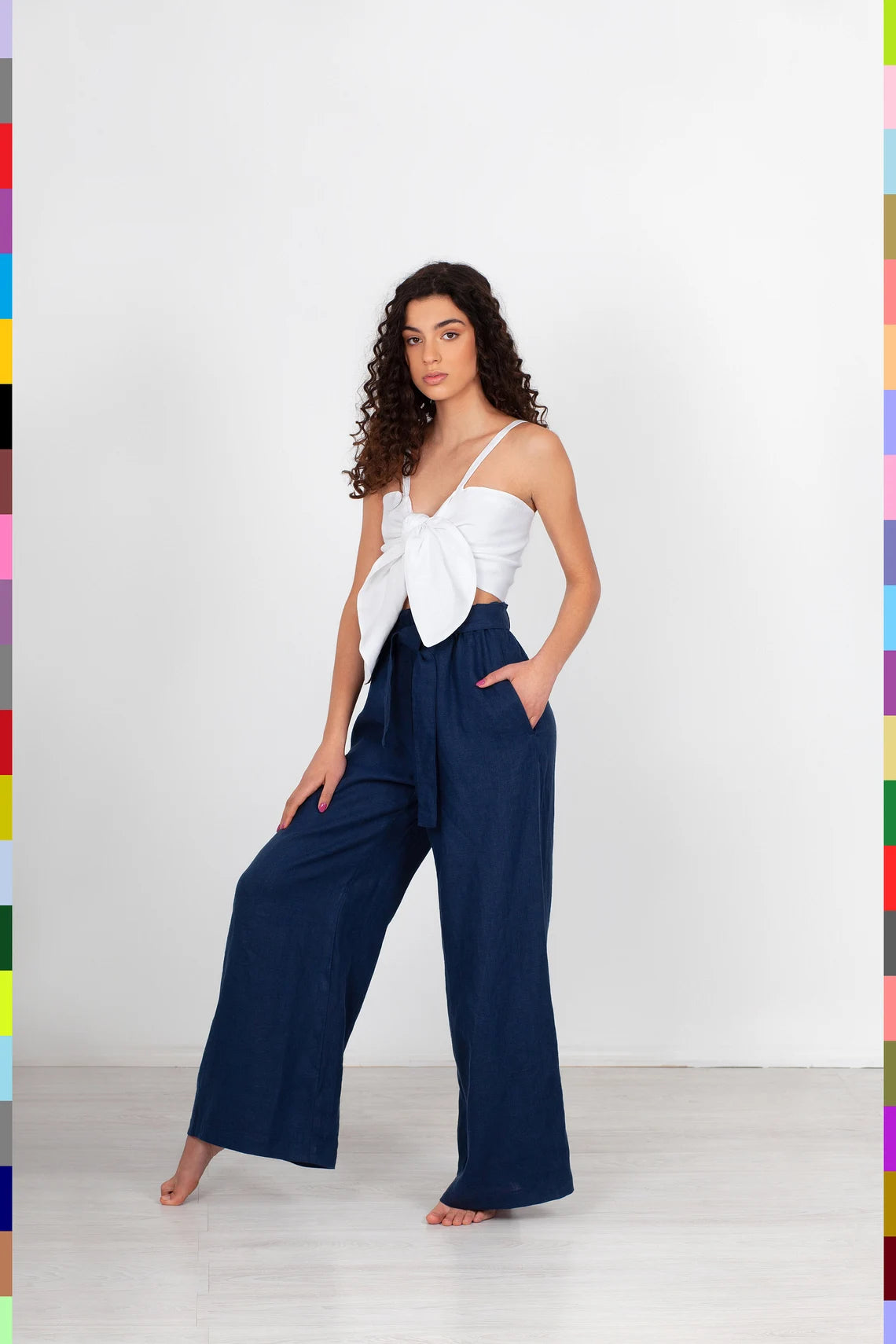 Linen women wide pants