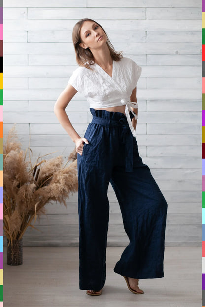 Linen women palazzo pants