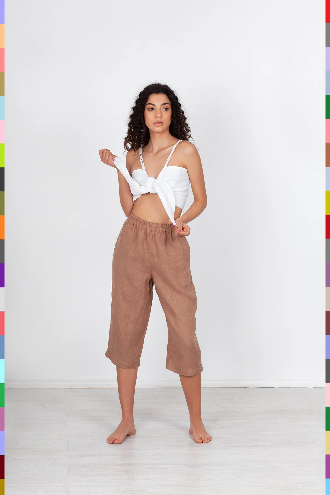 Linen women capri