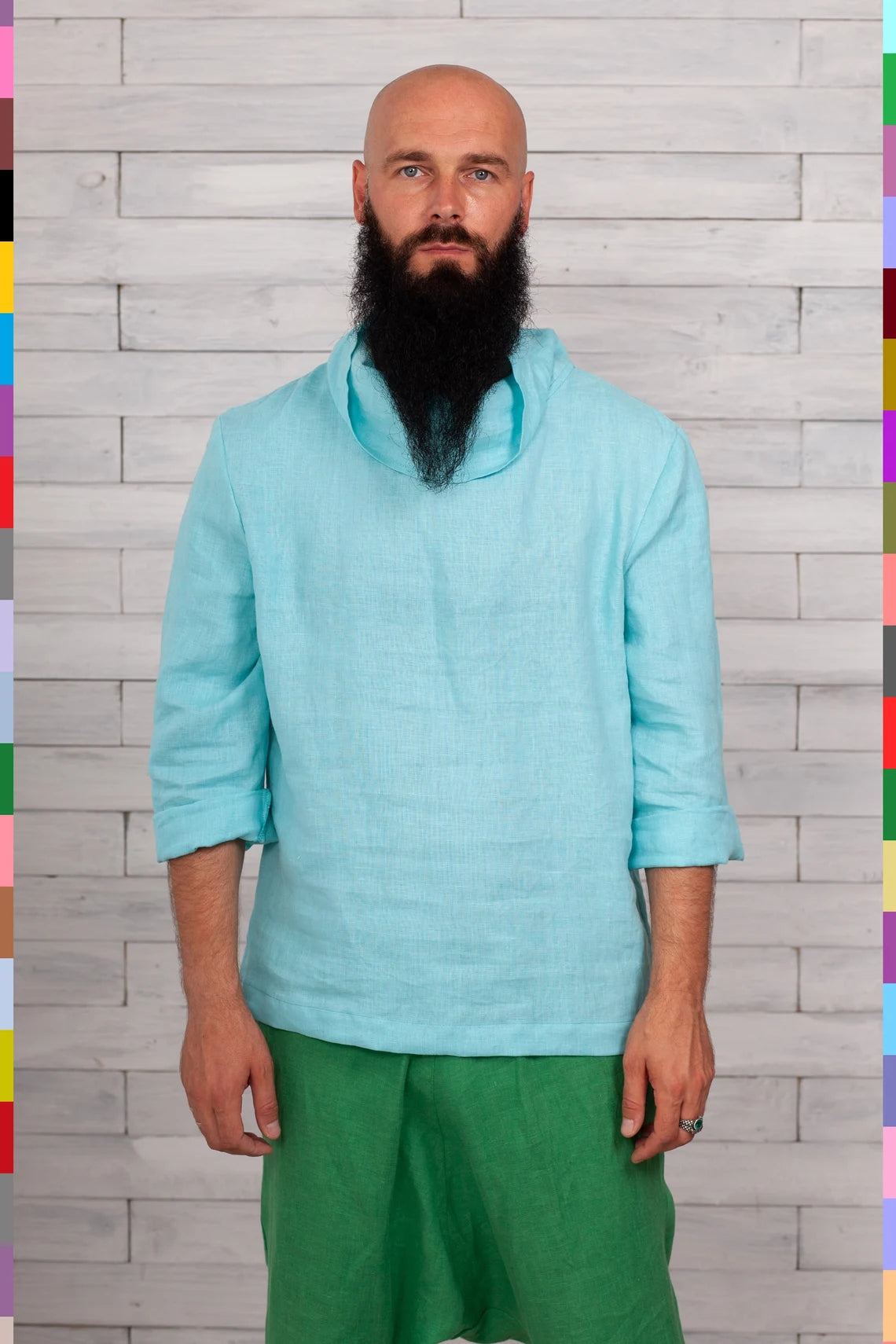 Linen men long sleeve shirt