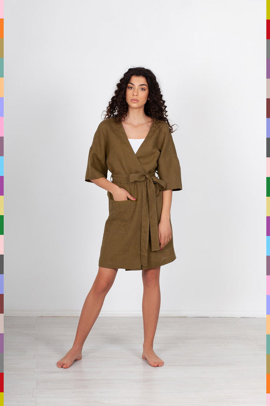 Linen women robe