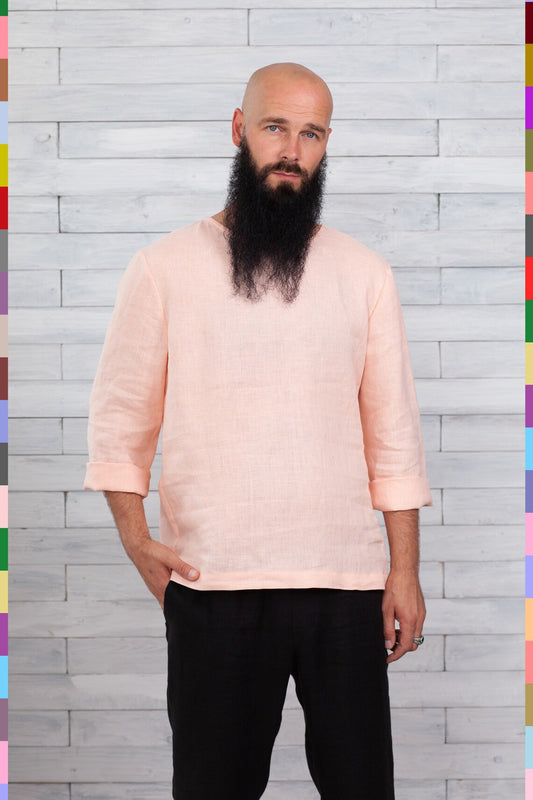 Linen men long sleeve shirt