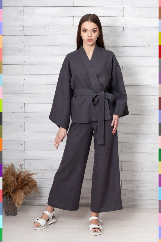 Linen women robe