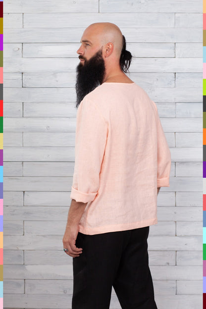 Linen men long sleeve shirt