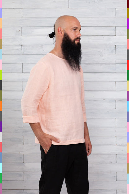 Linen men long sleeve shirt