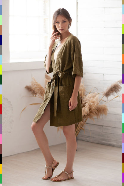 Linen women robe